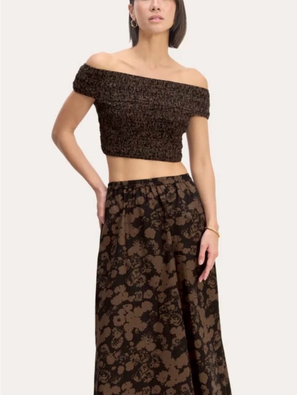Everlane Black and Brown Floral Maxi Skirt - Picture 6 of 7